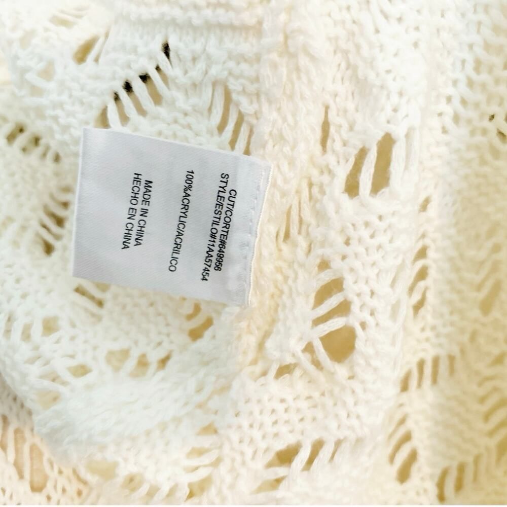 NWT Heartsoul Cream Crochet Knit Fringe Open Front Kimono Cardigan Sweater SizeM - Picture 2 of 4